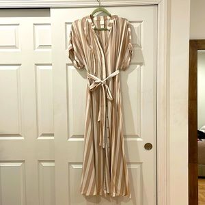 H&M beige & white striped dress, size Large
